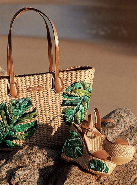 michael kors malibu palm bag|Malibu Woven Straw Tote Bag .